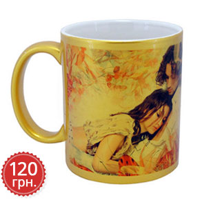 Золотистая чашка с фото